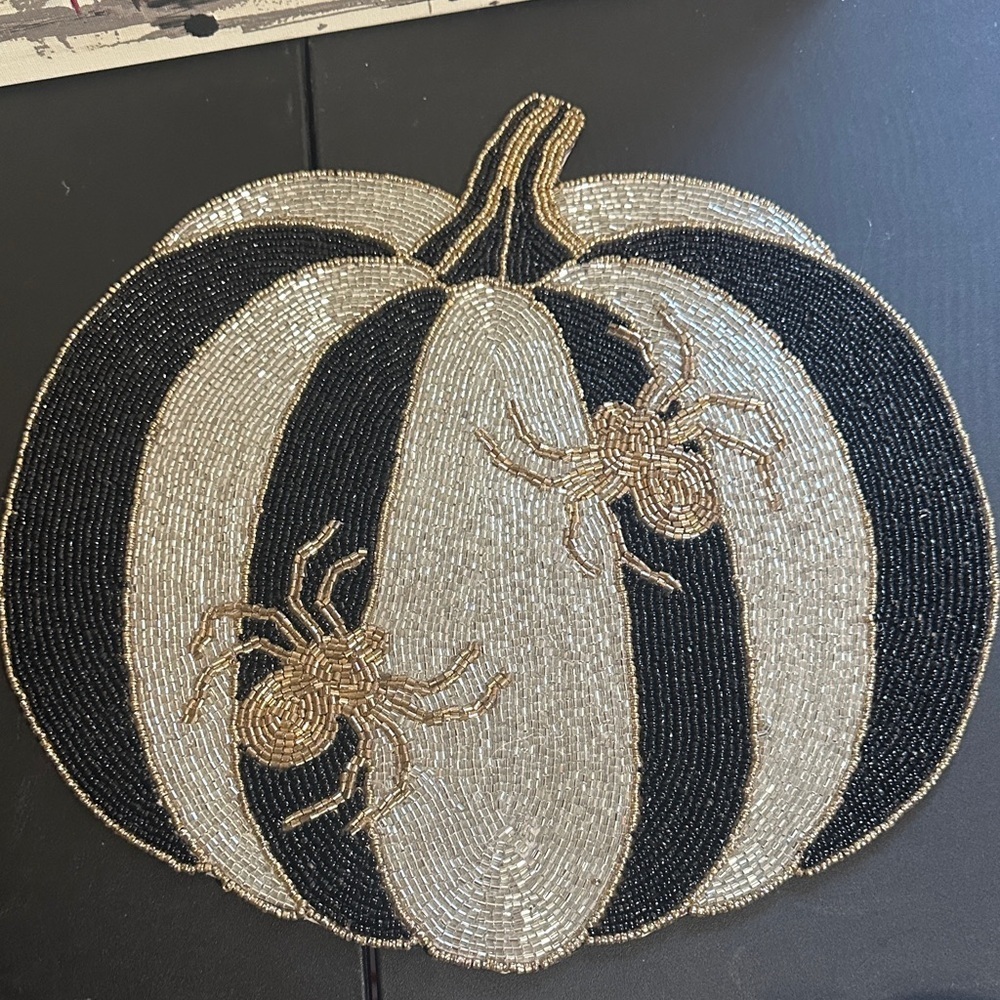 Christian Siriano pumpkin spider beaded 14” charger